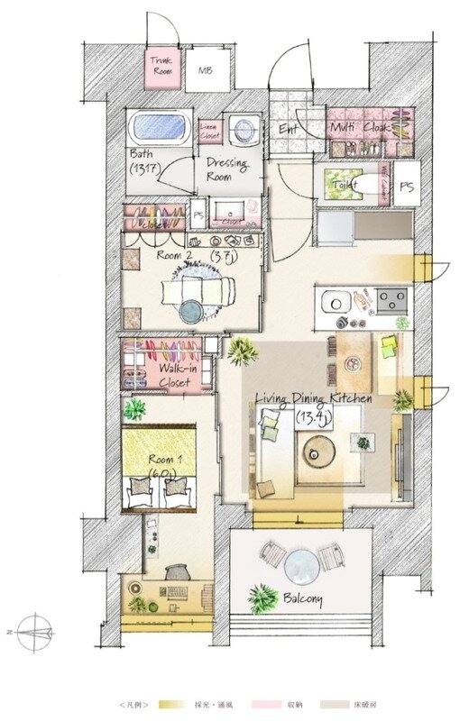 SOLTIA WEST CITY FRONT(ソルティア ウエストシティ フロント) 間取り B1タイプ(2~13階)
