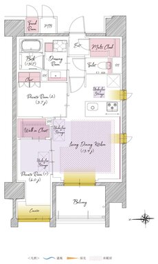 SOLTIA WEST CITY FRONT（ソルティア ウエストシティ フロント） 間取り B2タイプ（14・15階）
