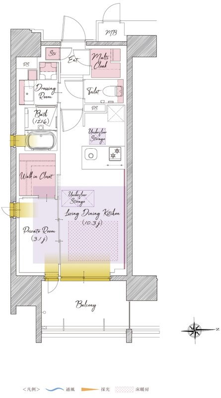 SOLTIA WEST CITY FRONT（ソルティア ウエストシティ フロント） 間取り C2タイプ（14・15階）