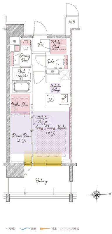 SOLTIA WEST CITY FRONT(ソルティア ウエストシティ フロント) 間取り D2タイプ(14・15階)
