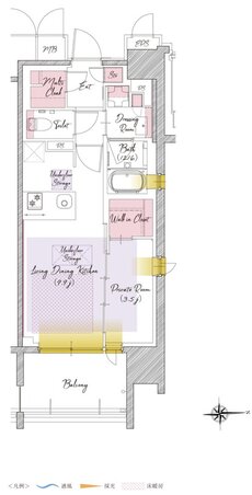 SOLTIA WEST CITY FRONT（ソルティア ウエストシティ フロント） 間取り E2タイプ（14・15階）