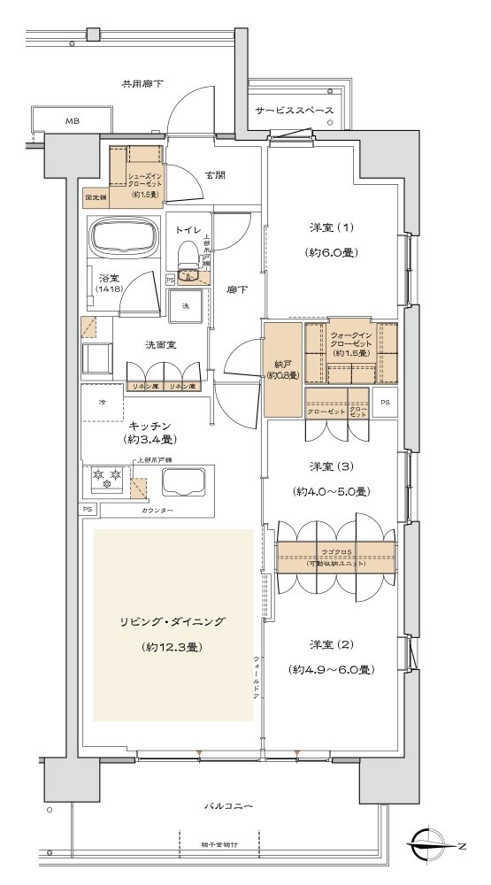 リーフィアレジデンス海老名ブライトガーデン 間取り A1 Type