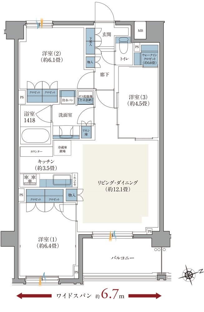 ルネ横浜山手 間取り B type