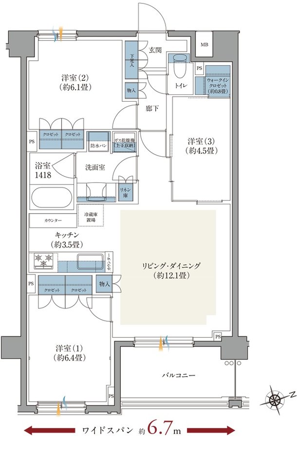 ルネ横浜山手 間取り B type