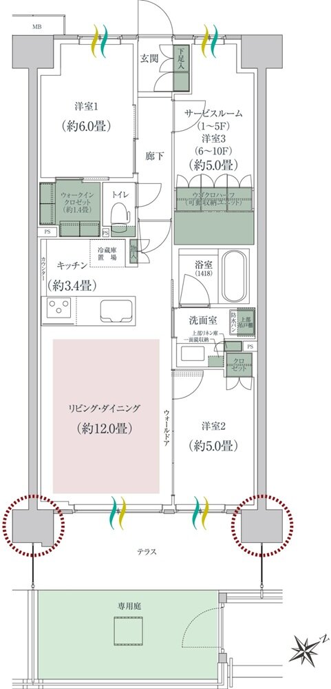 ルネ成田サングランデ 間取り Hg type