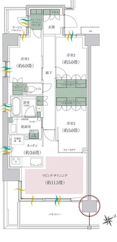 ルネ成田サングランデ 間取り K type