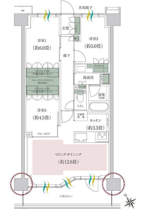 ルネ成田サングランデ 間取り N type
