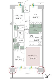 ルネ成田サングランデ 間取り E type