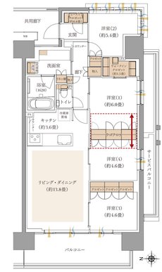 ルネ海老名アーバンアリーナ 間取り Hタイプ