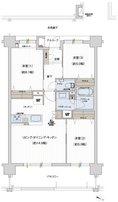 プレサンス ロジェ 名護為又アミュージア 間取り Fタイプ