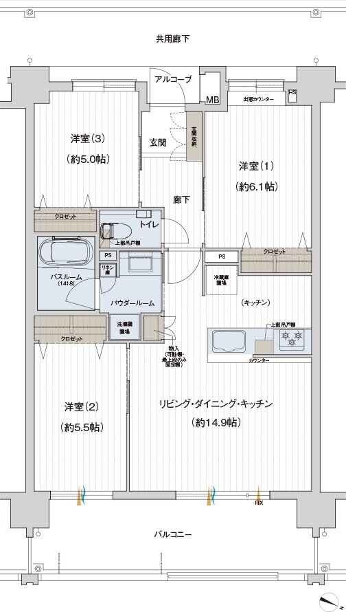 プレサンス ロジェ 名護為又アミュージア 間取り Eタイプ
