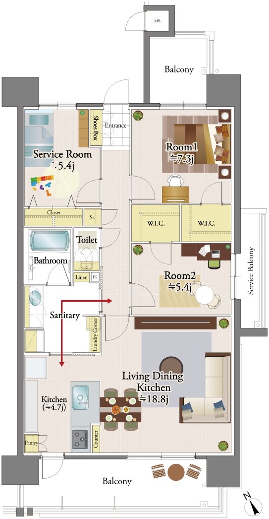 (仮称)リコット東岡崎フロントPROJECT 間取り D2 type