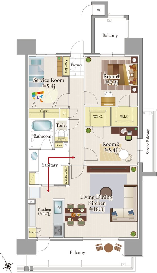 （仮称）リコット東岡崎フロントPROJECT 間取り D2 type