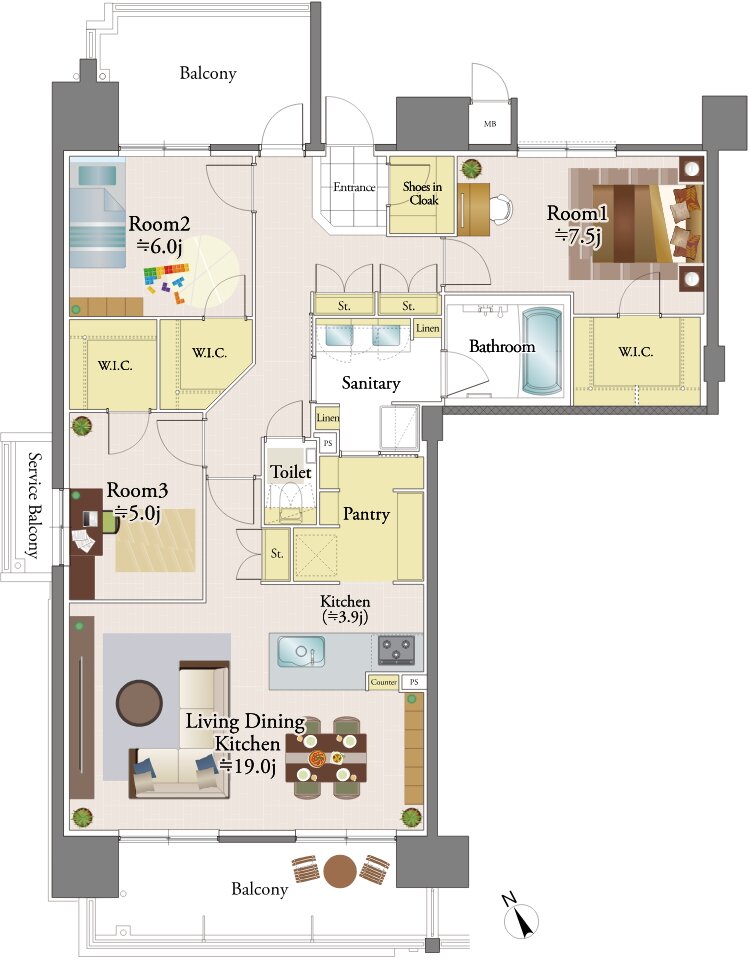 (仮称)リコット東岡崎フロントPROJECT 間取り E type Premium