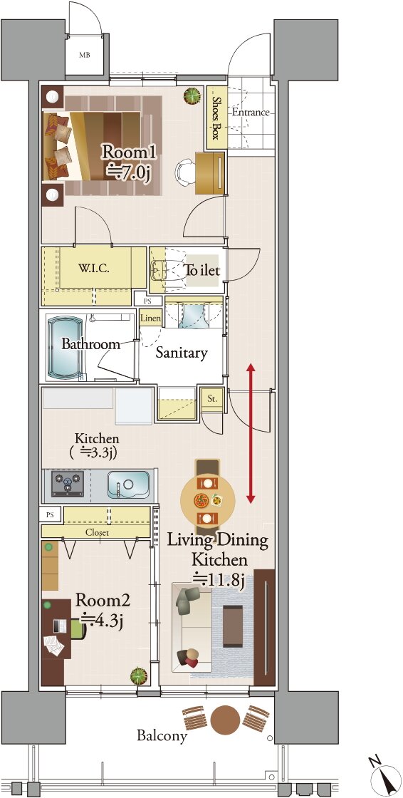 リコット東岡崎フロント 間取り B type