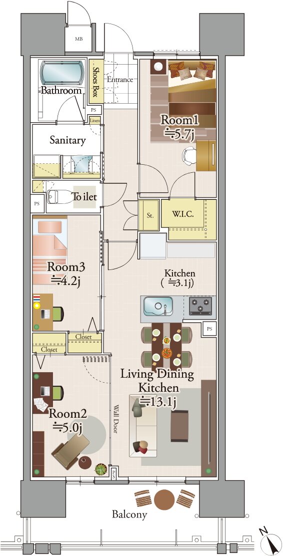 リコット東岡崎フロント 間取り C type