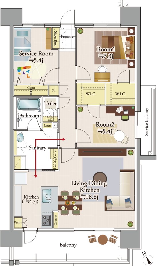 リコット東岡崎フロント 間取り D1 type