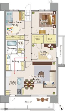 リコット東岡崎フロント 間取り D1 type