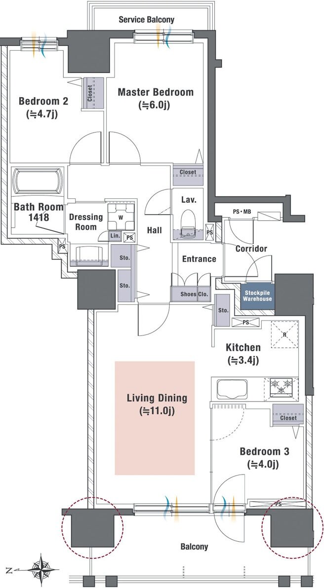 ファインレーベン札幌二十四軒 THE SEASON 間取り D type