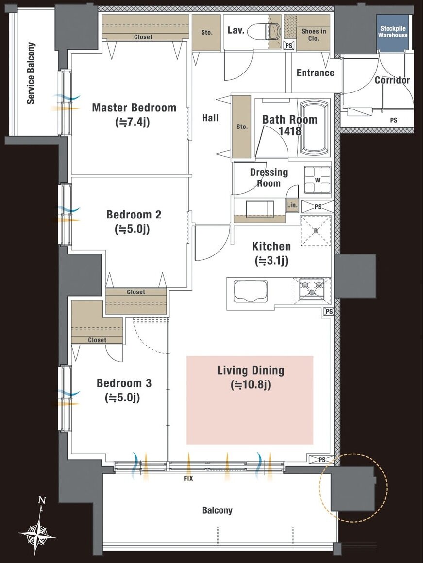 ファインレーベン札幌二十四軒 THE MID(北9西24) 間取り D type