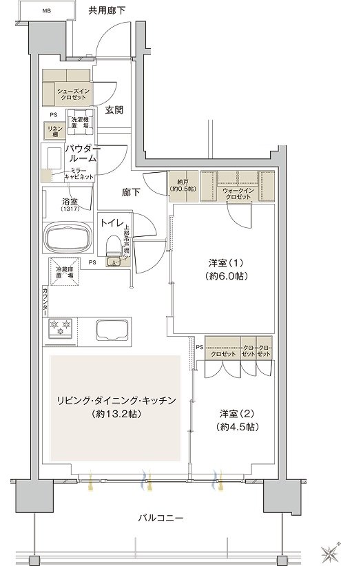 ファインシティ横濱鶴見 間取り M type