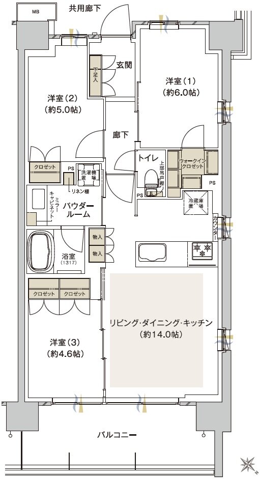 ファインシティ横濱鶴見 間取り J type