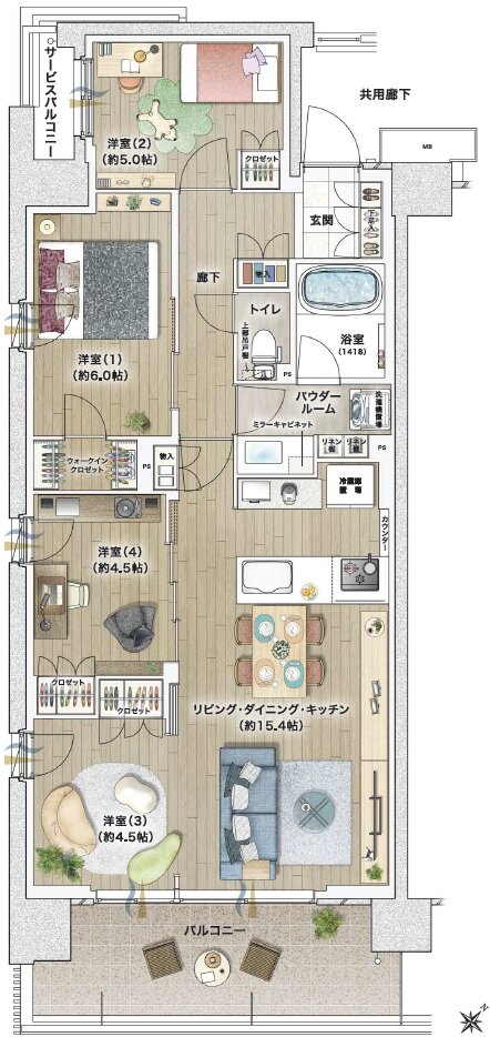 ファインシティ横濱鶴見 間取り K type