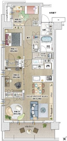 ファインシティ横濱鶴見 間取り K type