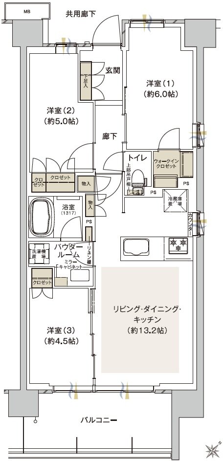 ファインシティ横濱鶴見 間取り P type