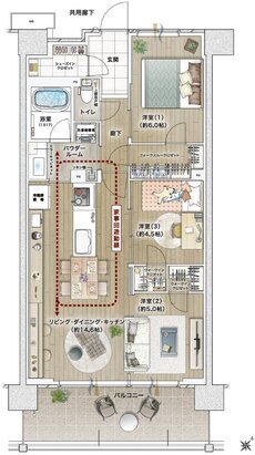 ファインシティ横濱鶴見 間取り N3 type