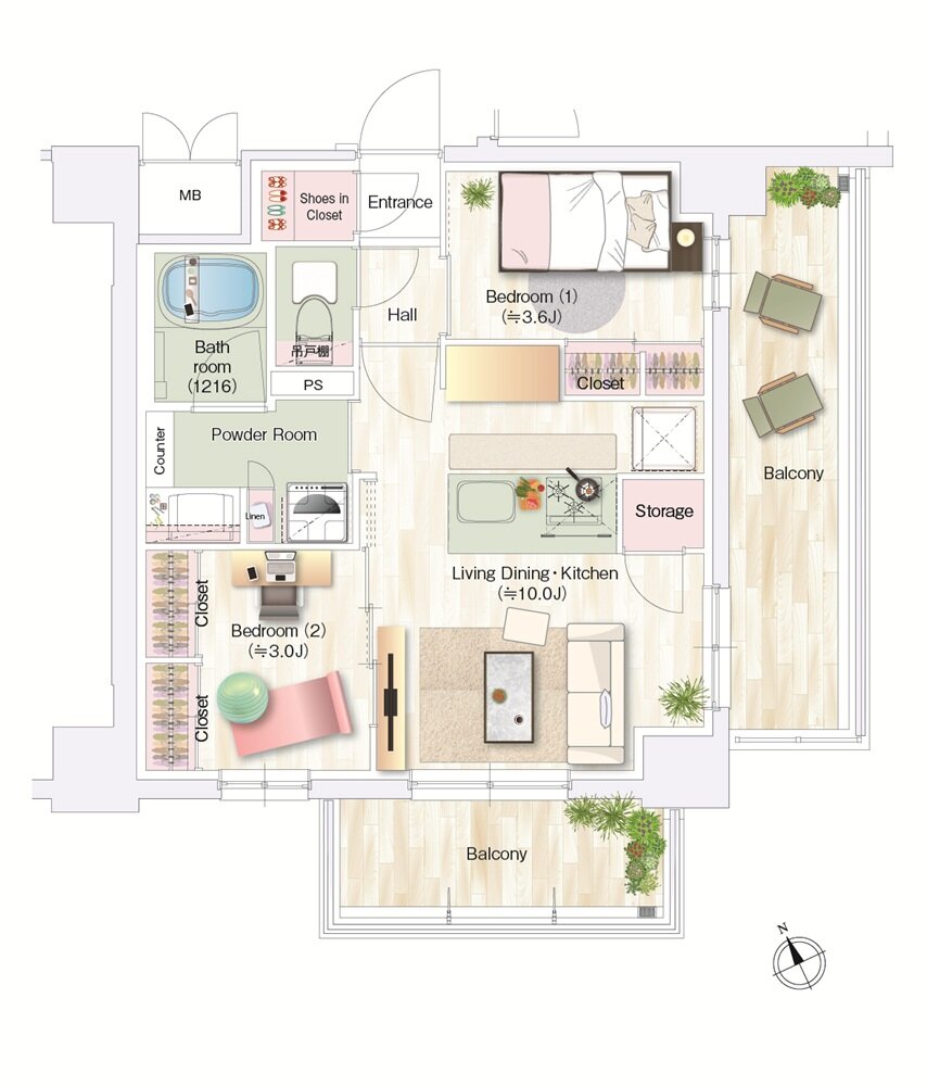 デュオヴェール仙台長町 間取り Dタイプ(第1期1次)