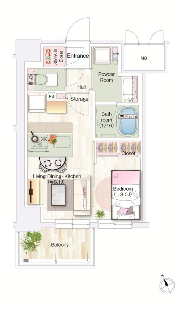 デュオヴェール仙台長町 間取り B1タイプ