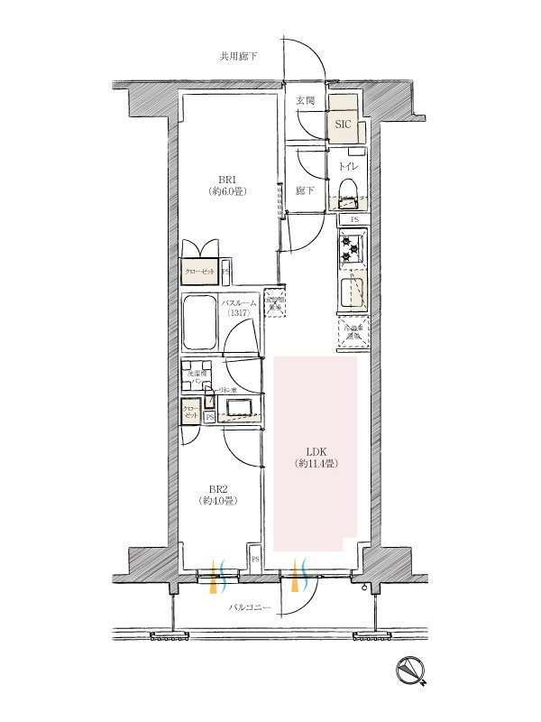 イノバス新横浜 間取り F2タイプ