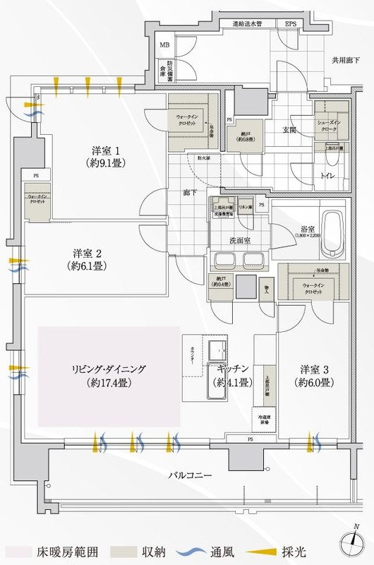 ローレルコート一社駅前 間取り Gタイプ