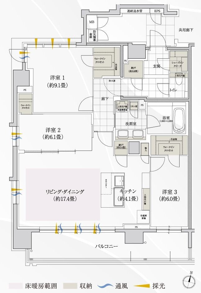 ローレルコート一社駅前 間取り Gタイプ menu plan 2