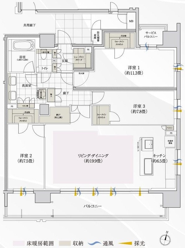 ローレルコート一社駅前 間取り Hタイプ