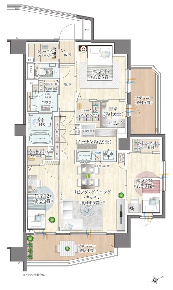 エクセレントシティ多摩永山 間取り E80-N type