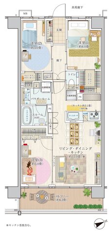 エクセレントシティ多摩永山 間取り E70-L2 type