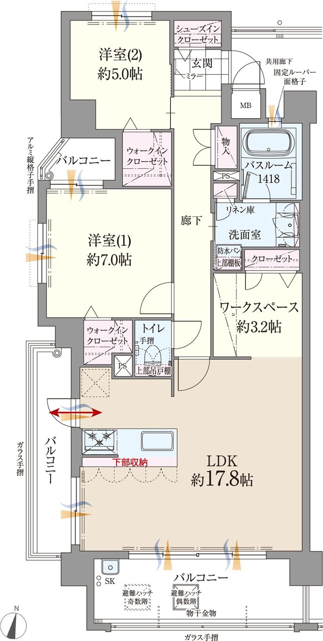 ファーネスト博多南駅グレイス 間取り A type（メニュー1）