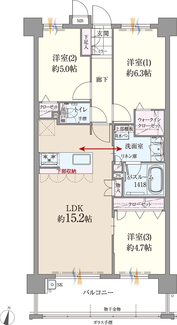 ファーネスト博多南駅グレイス 間取り B type（メニュー1）