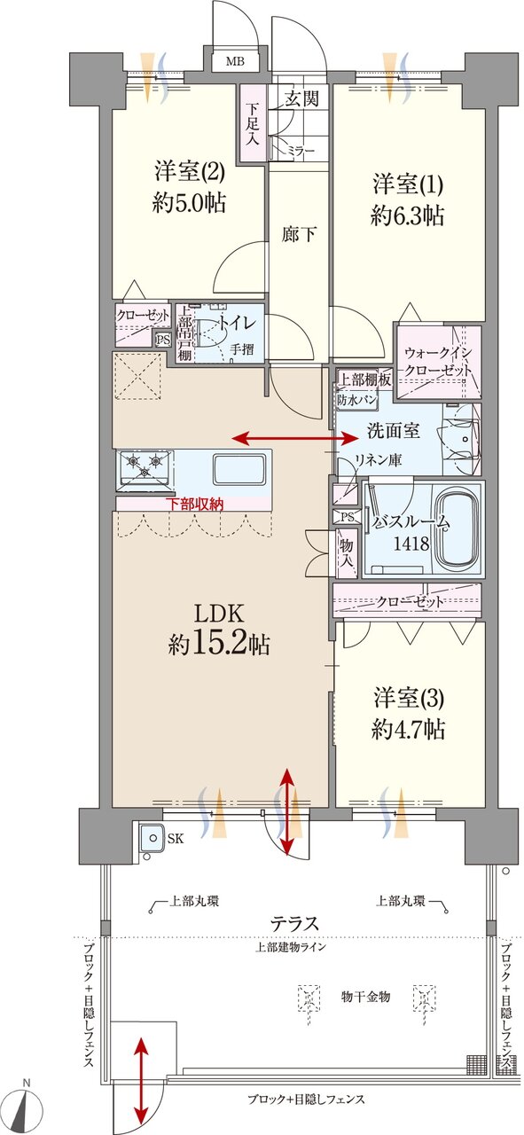 ファーネスト博多南駅グレイス 間取り B1 type（メニュー1）