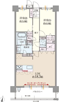 ファーネスト博多南駅グレイス 間取り F type（メニュー1）