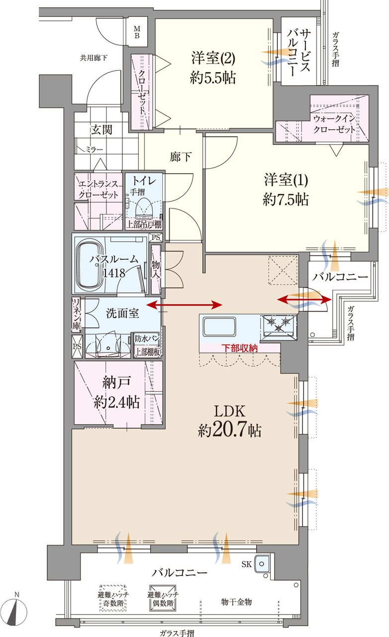 ファーネスト博多南駅グレイス 間取り J type（メニュー1）