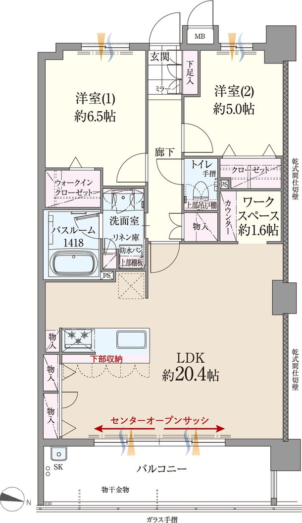 ファーネスト博多南駅グレイス 間取り K type（メニュー1）