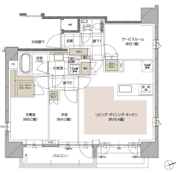 ピアース戸越公園レジデンス 間取り E type