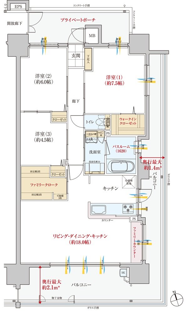 ヴェルディ・ステーションタワー天神川 間取り J type