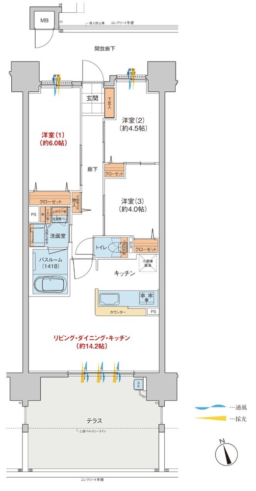ヴェルディ・ステーションタワー天神川 間取り E1 type