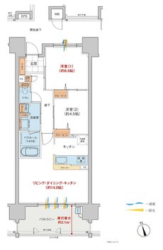 ヴェルディ・ステーションタワー天神川 間取り L type