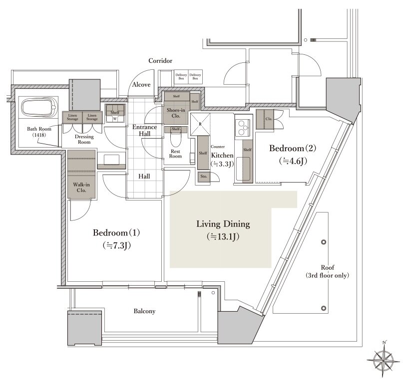 シエリアタワー南麻布 間取り E type