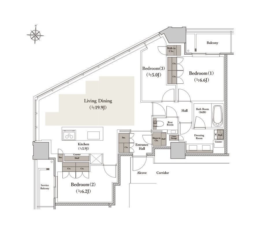 シエリアタワー南麻布 間取り F type
